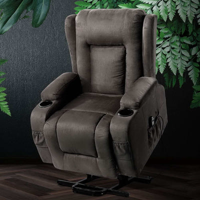 Artiss Electric Recliner Chair Lift Heated Massage Chairs Fabric Lounge Sofa - Payday Deals