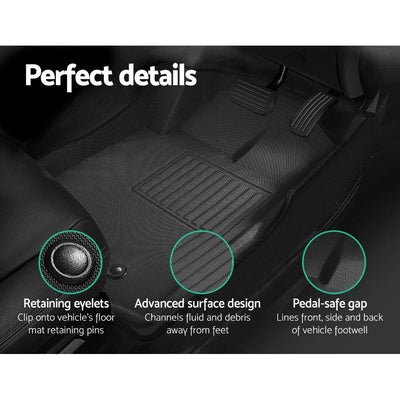 Weisshorn Ford Ranger Car Floor Mats PX PX2 PX3 Dual Cab 2011-2019 3D Rubber - Payday Deals