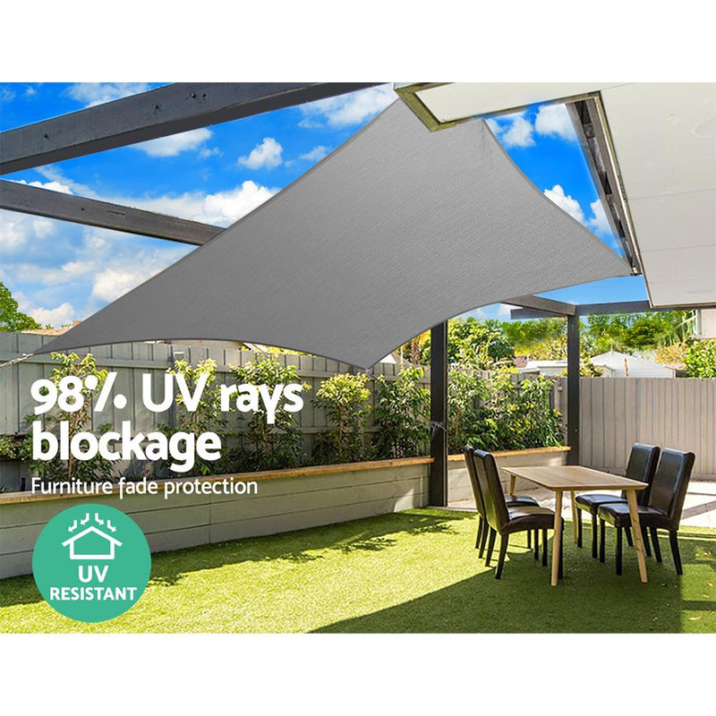 Instahut Sun Shade Sail Cloth Shadecloth Outdoor Canopy Rectangle 280gsm 5x6m - Payday Deals