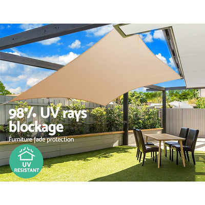 Instahut 5x6m Shade Sail Sun Shadecloth Canopy 280gsm Sand - Payday Deals