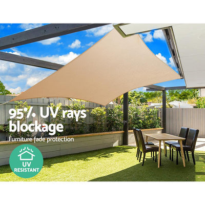 Instahut Shade Sail Cloth Rectangle Shadesail Heavy Duty Sand Sun Canopy 6x6m - Payday Deals