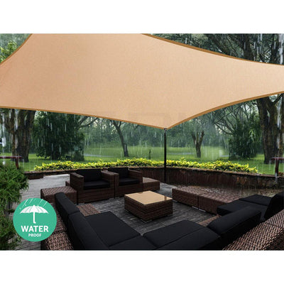 Instahut 3 x 4m Waterproof Rectangle Shade Sail Cloth - Sand Beige - Payday Deals