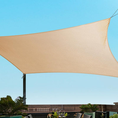 Instahut 3 x 5m Waterproof Rectangle Shade Sail Cloth - Sand Beige - Payday Deals