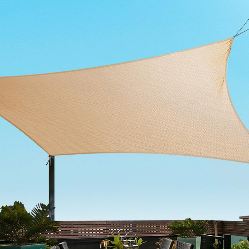 Instahut 3 x 6m Waterproof Rectangle Shade Sail Cloth - Sand Beige - Payday Deals