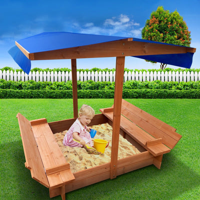 Keezi Wooden Outdoor Sand Box Set Sand Pit- Natural Wood - Payday Deals