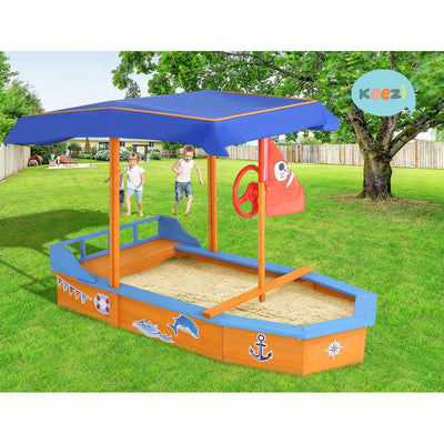 Keezi Boat-shaped Canopy Sand Pit - Payday Deals