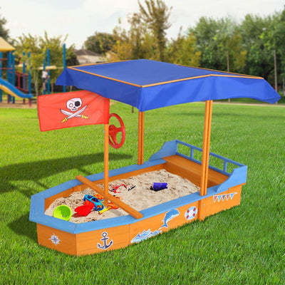 Keezi Boat-shaped Canopy Sand Pit - Payday Deals