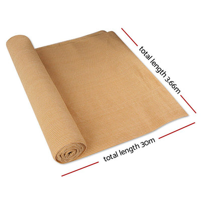 Instahut Shade Cloth Shadecloth Sail Sun Roll Mesh Outdoor 90% UV 3.66x20m
