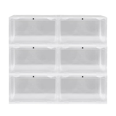 Sneaker Display Case Shoe Storage Box Clear Plastic Boxes Drawer Stackable 6pc