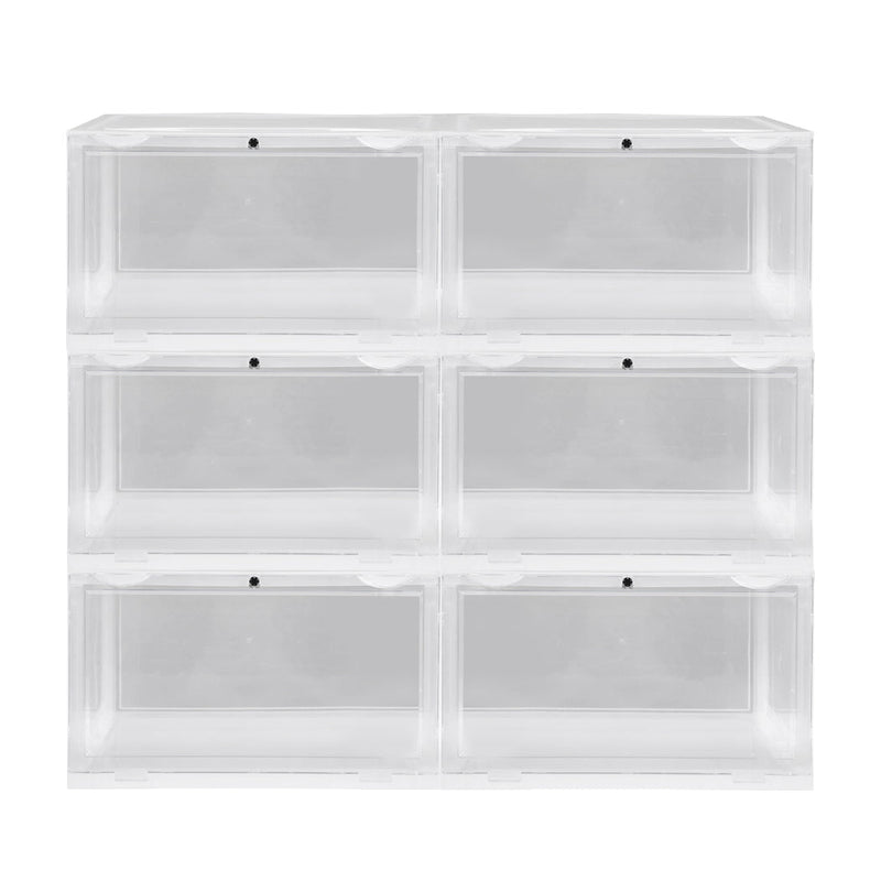 Sneaker Display Case Shoe Storage Box Clear Plastic Boxes Drawer Stackable 6pc