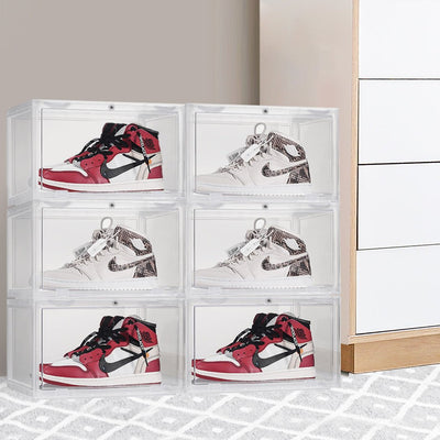 Sneaker Display Case Shoe Storage Box Clear Plastic Boxes Drawer Stackable 6pc