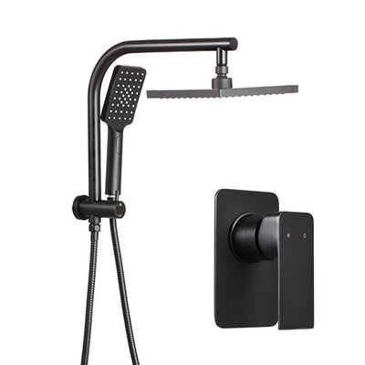 Cefito WELS 8'' Rain Shower Head Mixer Square Handheld High Pressure Wall Black - Payday Deals