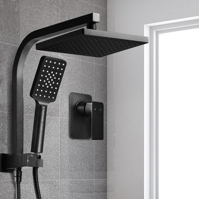 Cefito WELS 8'' Rain Shower Head Mixer Square Handheld High Pressure Wall Black - Payday Deals