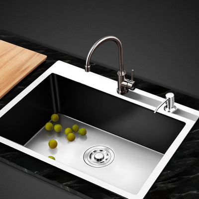 Cefito 60cm x 45cm Stainless Steel Kitchen Sink Flush/Drop-in Mount Silver - Payday Deals