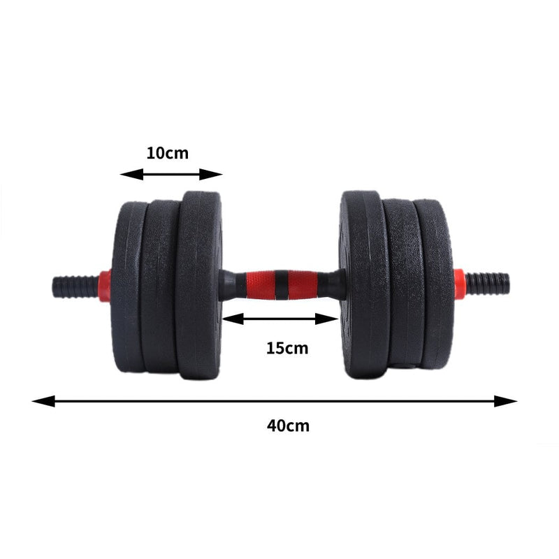 Dumbbells Barbell Weight Set 20KG Adjustable Rubber Home GYM Exercise Fitness - Payday Deals
