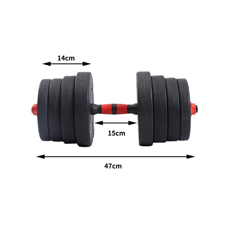 Dumbbells Barbell Weight Set 30KG Adjustable Rubber Home GYM Exercise Fitness - Payday Deals