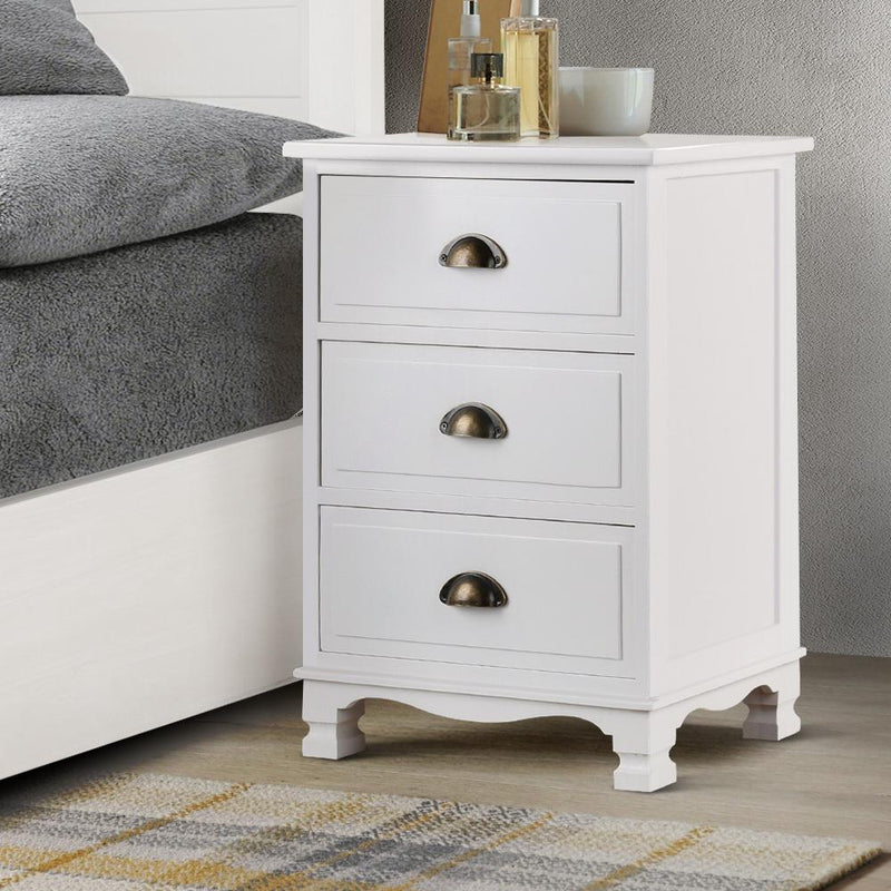 Artiss Vintage Bedside Table Chest Storage Cabinet Nightstand White - Payday Deals