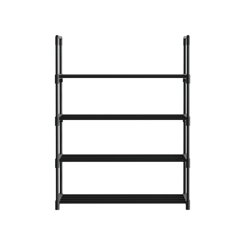 Artiss Shoe Rack Stackable Shelves 4 Tiers 55cm Shoes Storage Stand Black