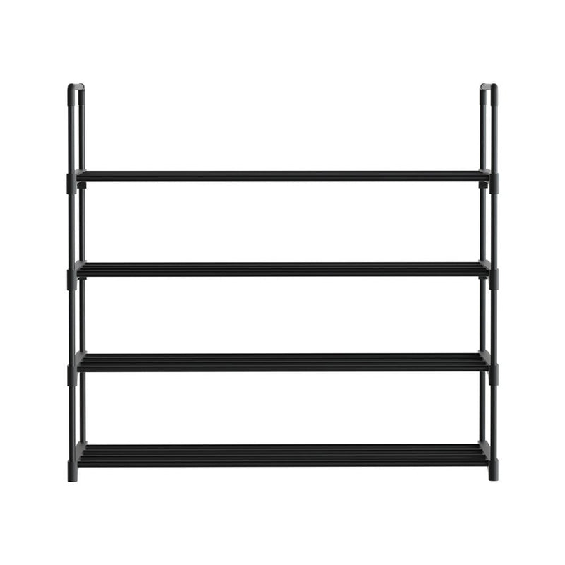 Artiss Shoe Rack Stackable 4 Tiers 80cm Shoes Shelves Storage Stand Black