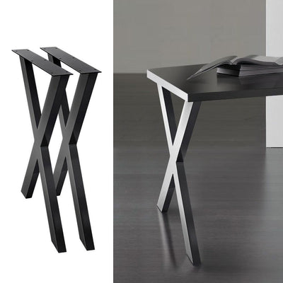 2x Metal Legs Coffee Dining Table Steel Industrial Vintage Bench X Shape 710MM - Payday Deals
