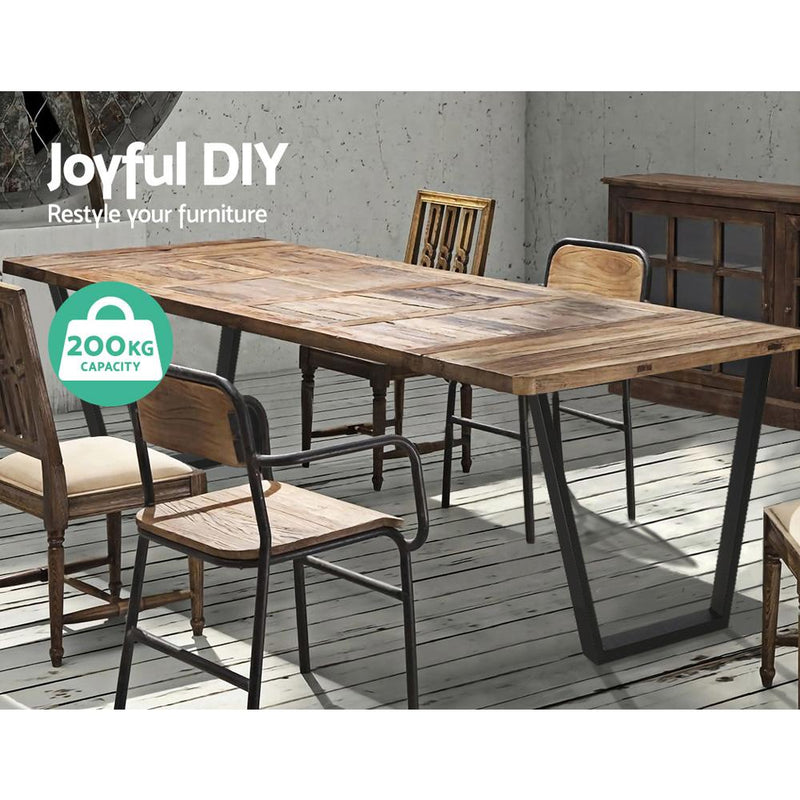 Artiss 2x Coffee Dining Table Legs 71x65/40CM Industrial Vintage Bench Metal Trapezoid - Payday Deals