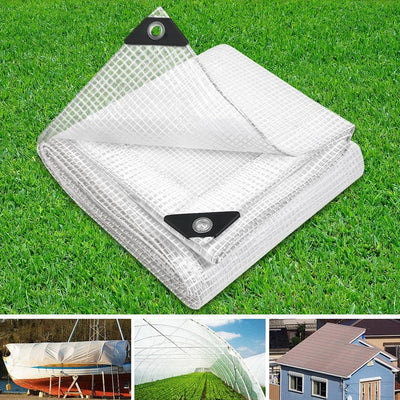 Instahut 4x6m Tarp Camping Tarps Poly Tarpaulin Heavy Duty Cover 135gsm Clear - Payday Deals