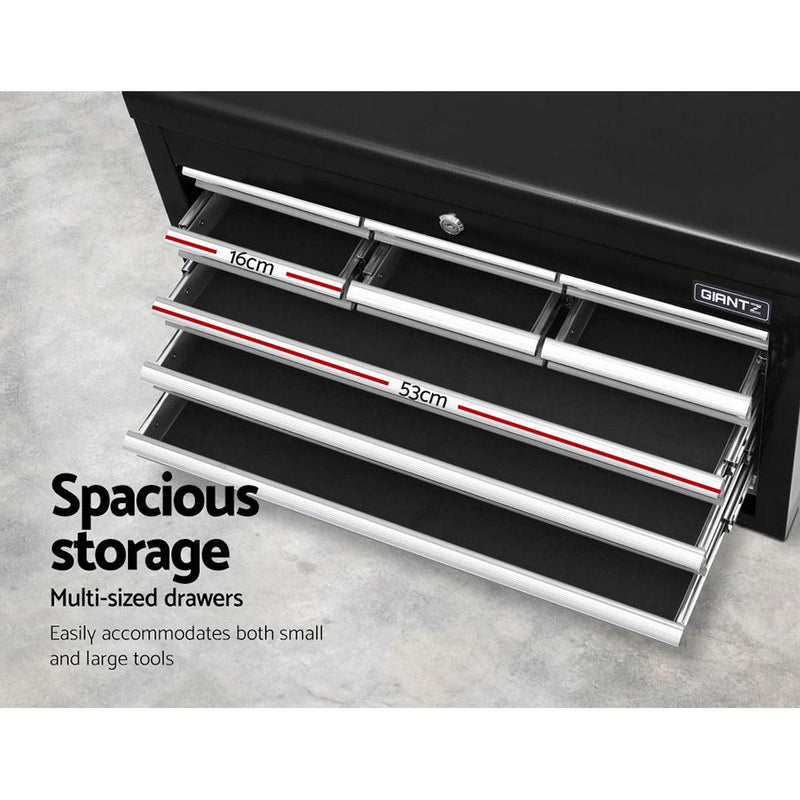 Giantz 10-Drawer Tool Box Chest Cabinet Garage Storage Toolbox Black Silver - Payday Deals