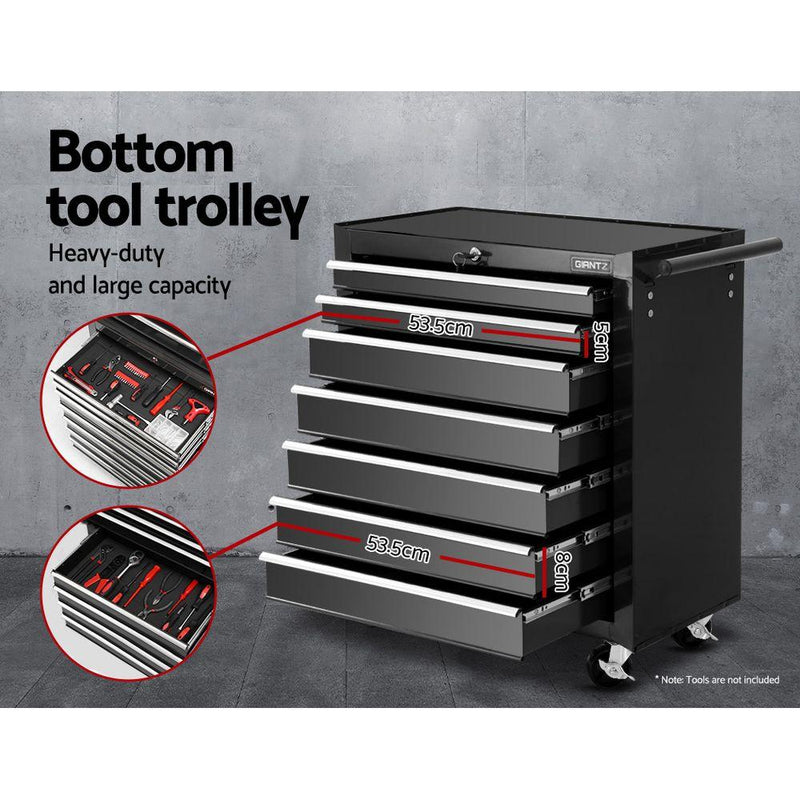 Giantz Tool Chest and Trolley Box Cabinet 16 Drawers Cart Garage Storage Black - Payday Deals