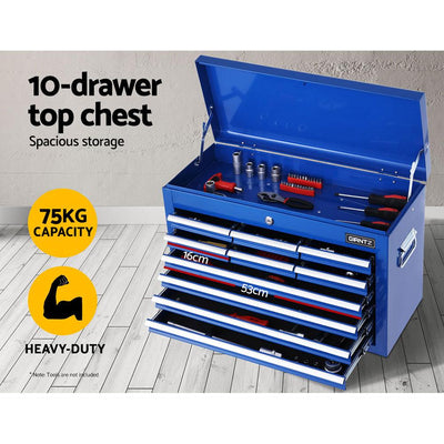 Giantz 17 Drawers Tool Box Trolley Chest Cabinet Cart Garage Mechanic Toolbox Blue - Payday Deals