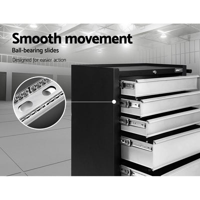 Giantz 5 Drawer Mechanic Tool Box Cabinet Storage Trolley - Black & Grey - Payday Deals