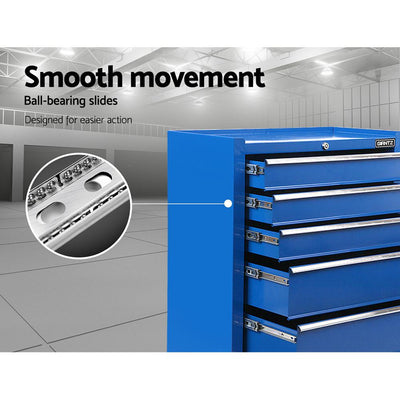 Giantz 5 Drawer Mechanic Tool Box Cabinet Storage Trolley - Blue - Payday Deals
