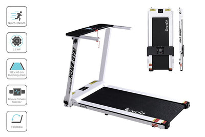 Everfit Electric Treadmill Home Gym Exercise Running Machine Fitness Equipment Compact Fully Foldable 420mm Belt White - Payday Deals