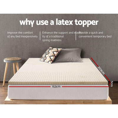 Giselle Bedding Pure Natural Latex Mattress Topper 7 Zone 5cm Queen - Payday Deals