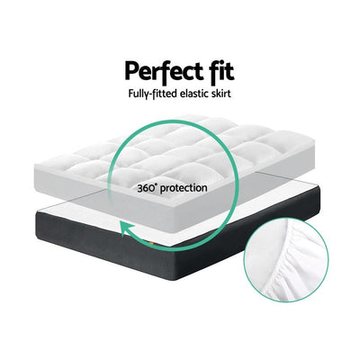 Giselle Double Mattress Topper Pillowtop 1000GSM Microfibre Filling Protector - Payday Deals