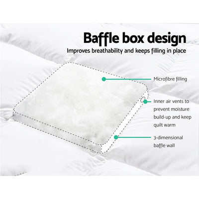 Giselle King Single Mattress Topper Pillowtop 1000GSM Microfibre Filling Protector - Payday Deals