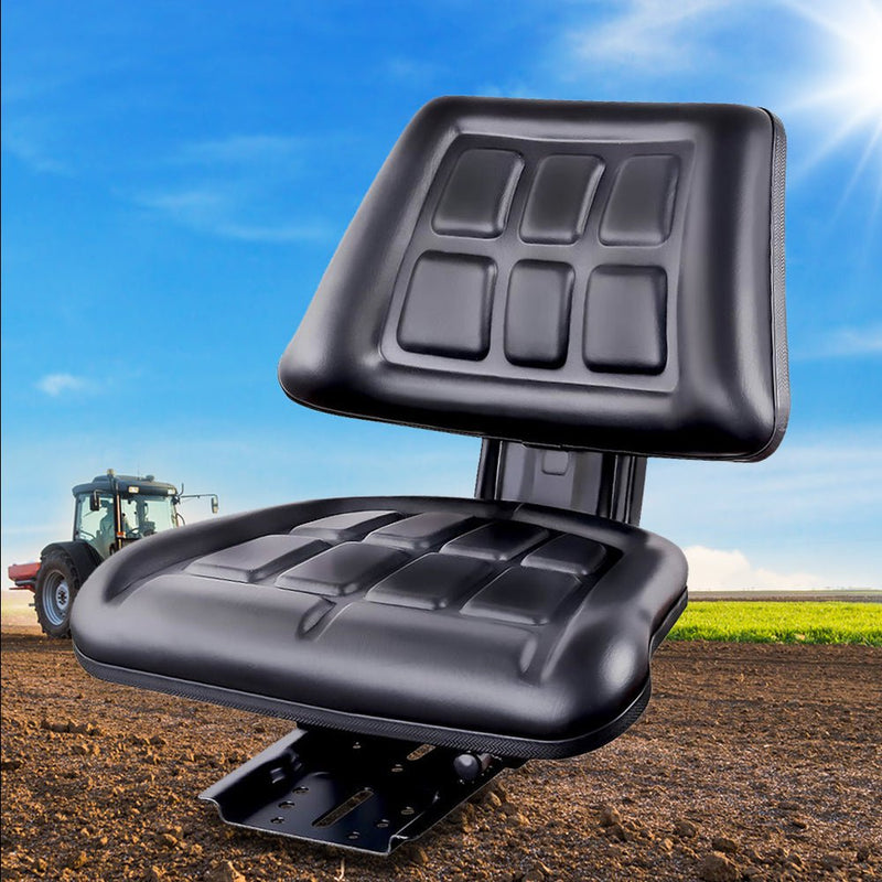 Giantz PU Leather Tractor Seat with Sliding Track - Black - Payday Deals