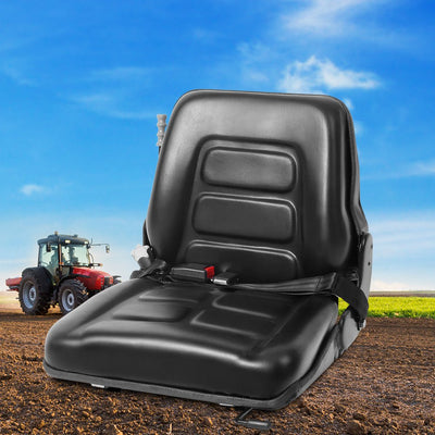 Giantz Universal Forklift Seat Tractor Excavator Truck Bobcat Leather Backrest - Payday Deals
