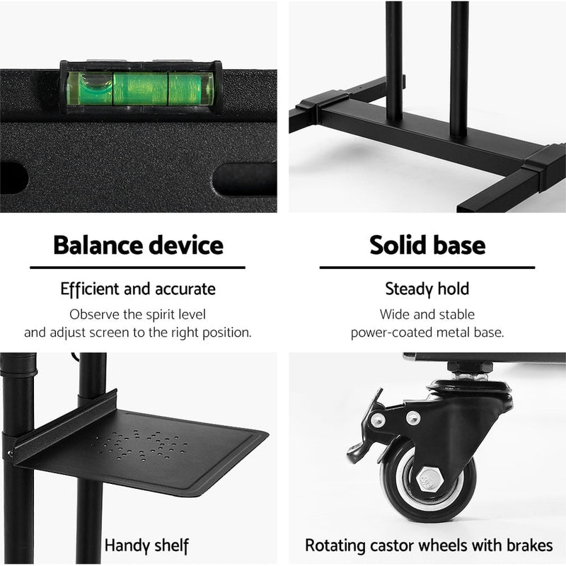 Artiss Steel Mobile TV Stand Cart Height-adjust up to 65" screens 40kg