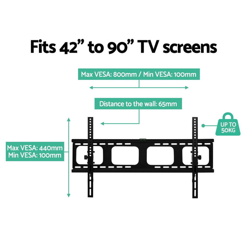 Artiss TV Wall Mount Bracket Tilt Flat Slim LED LCD Plasma 42 55 65 75 90 inch - Payday Deals