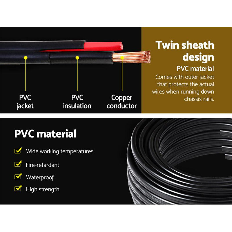 Twin Core Wire Electrical Automotive Cable 2 Sheath 450V 10M 8B&S - Payday Deals