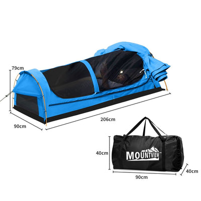 Mountview King Single Swag Camping Swags Canvas Dome Tent Hiking Mattress Blue - Payday Deals