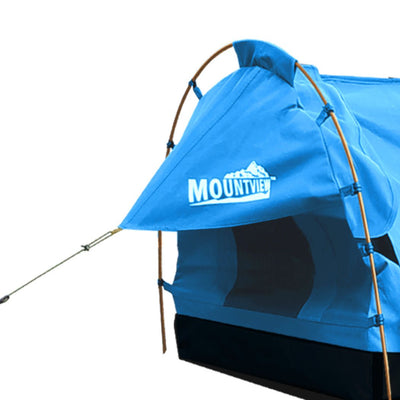 Mountview King Single Swag Camping Swags Canvas Dome Tent Hiking Mattress Blue - Payday Deals