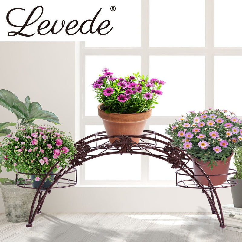 2X Plant Stand Outdoor Indoor Metal Bronze Flower Pot Shelf Garden Corner Shelve - Payday Deals
