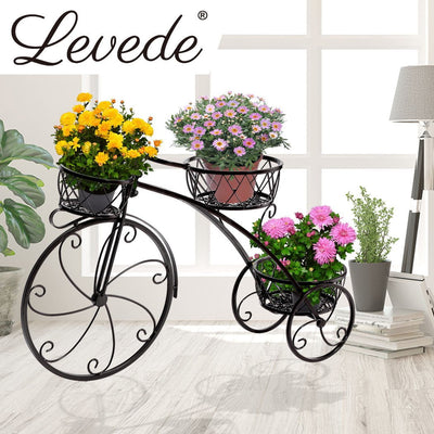 2x Plant Stand Outdoor Indoor Pot Garden Decor Flower Rack Wrought Iron Bicycles - Payday Deals