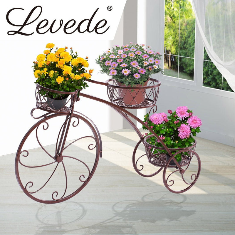 2x Levede Plant Stand Outdoor Indoor Metal Pot Garden Decor Flower Rack Shelf - Payday Deals