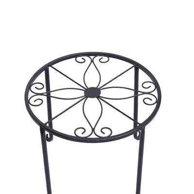 4X Plant Stand Outdoor Indoor Metal Black Flower Pot Garden Decor Rack Round AU - Payday Deals