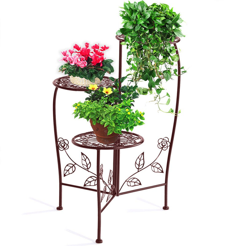 Plant Stand Outdoor Indoor Flower Pots Garden Metal Corner Shelf Wrought Iron - Payday Deals