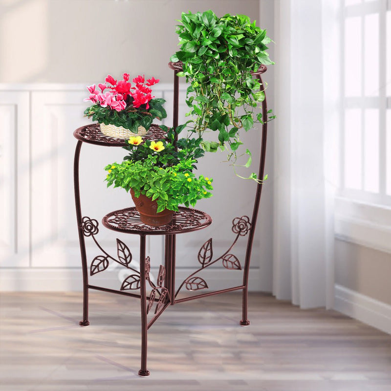 Plant Stand Outdoor Indoor Flower Pots Garden Metal Corner Shelf Wrought Iron - Payday Deals