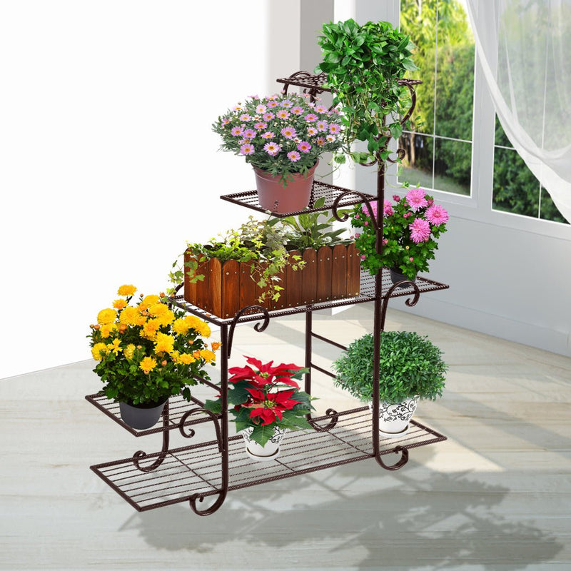 Levede Plant Stand New Design Flower Pot Corner Shelf Bronze Type 2 - Payday Deals