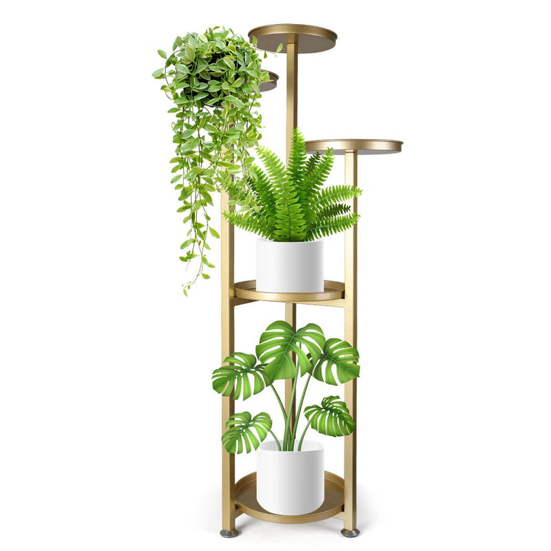 Levede Plant Stand Outdoor Indoor Flower Pots Rack Garden Shelf Gold 120CM - Payday Deals